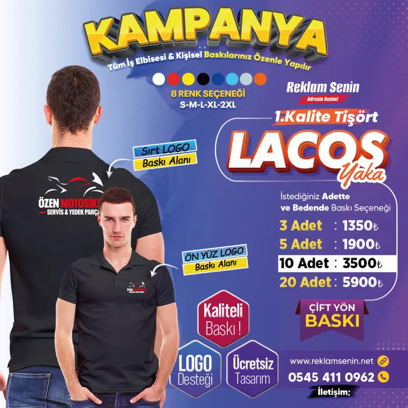 Lacos Yaka Penye Baskılı Tişört (POLO YAKA)