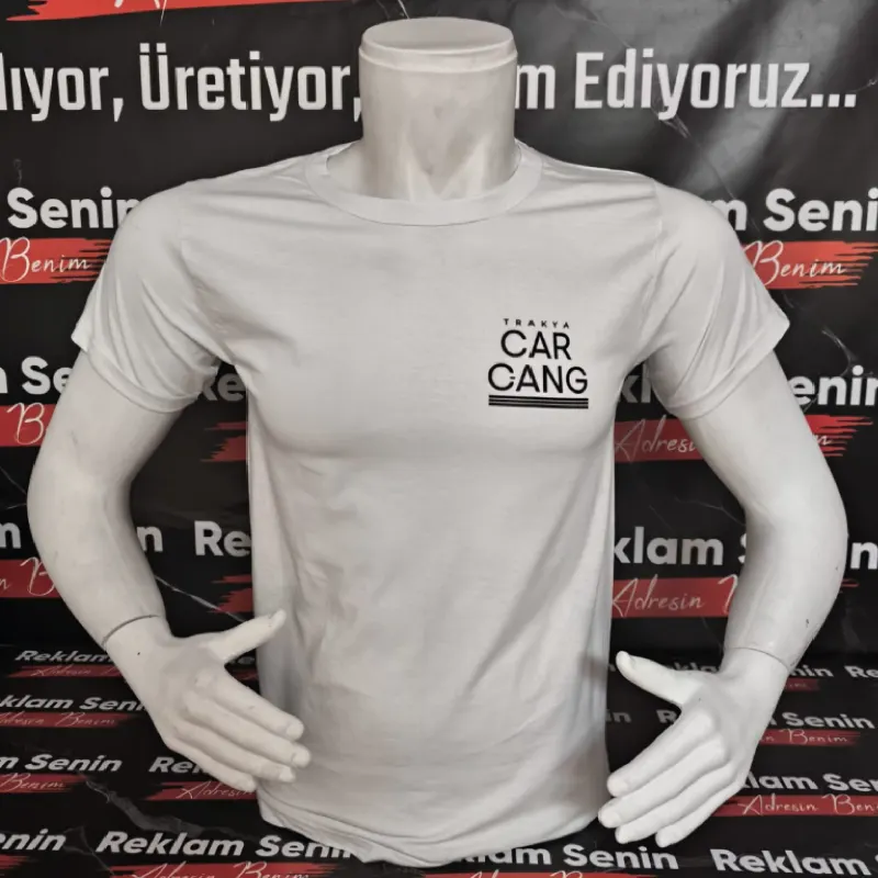 Sıfır Yaka Penye Baskılı %100 Pamuk Tişört