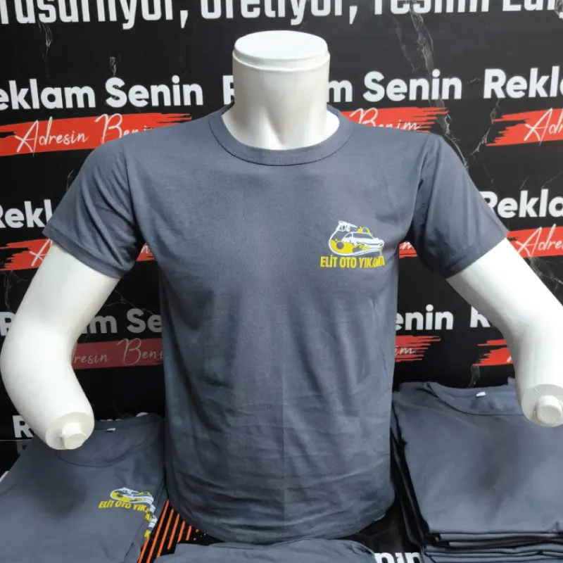 Sıfır Yaka Penye Baskılı %100 Pamuk Tişört - 2