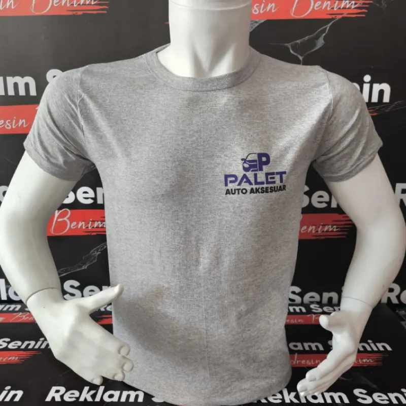 Sıfır Yaka Penye Baskılı %100 Pamuk Tişört - 3