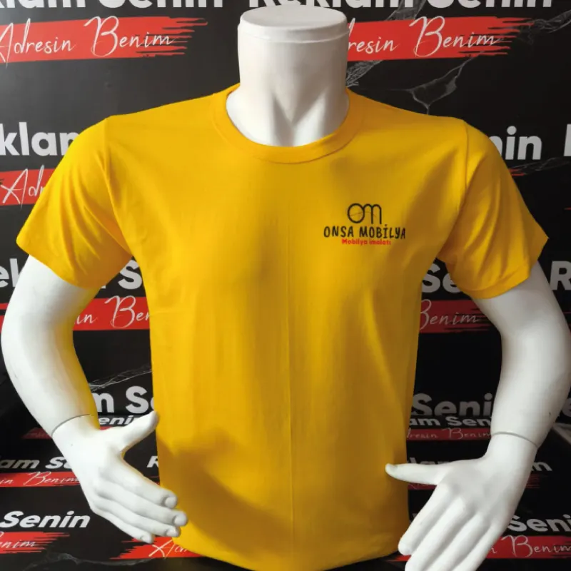 Sıfır Yaka Penye Baskılı %100 Pamuk Tişört - 4