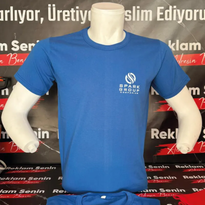 Sıfır Yaka Penye Baskılı %100 Pamuk Tişört - 5