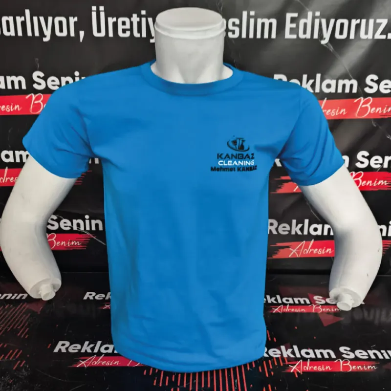 Sıfır Yaka Penye Baskılı %100 Pamuk Tişört - 6