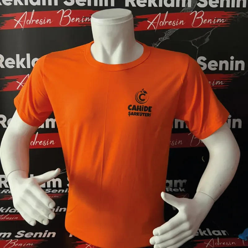 Sıfır Yaka Penye Baskılı %100 Pamuk Tişört - 7